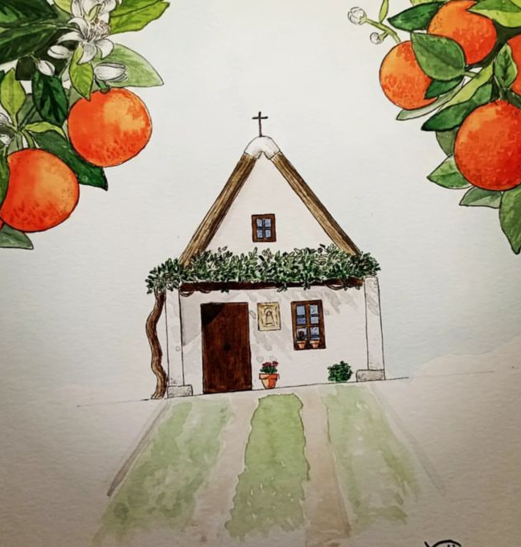 Barraca valenciana. Técnica acuarela